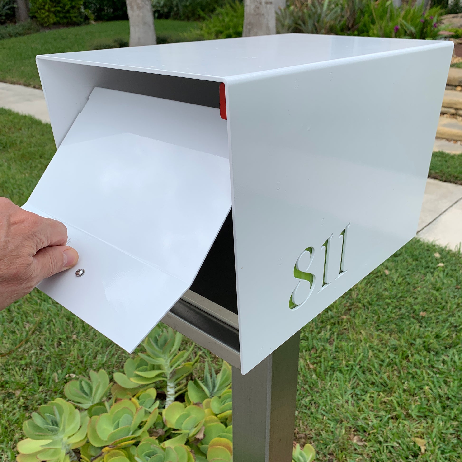 The Original UptownBox in JET BLACK - Modern Mailbox white green