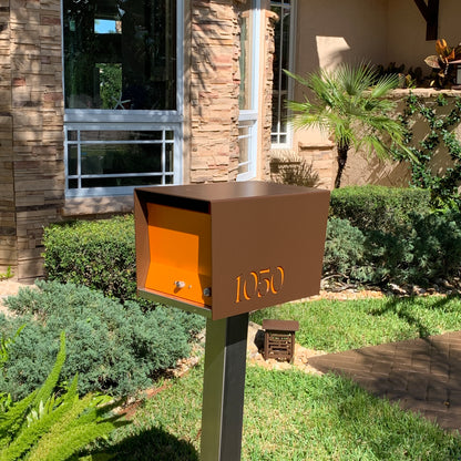 The Original UptownBox in COCONUT - Modern Mailbox brown orange