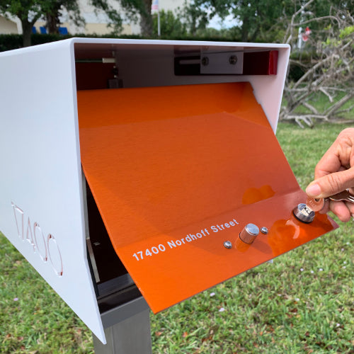 The Original Retrobox in JET BLACK - Modern Mailbox white orange