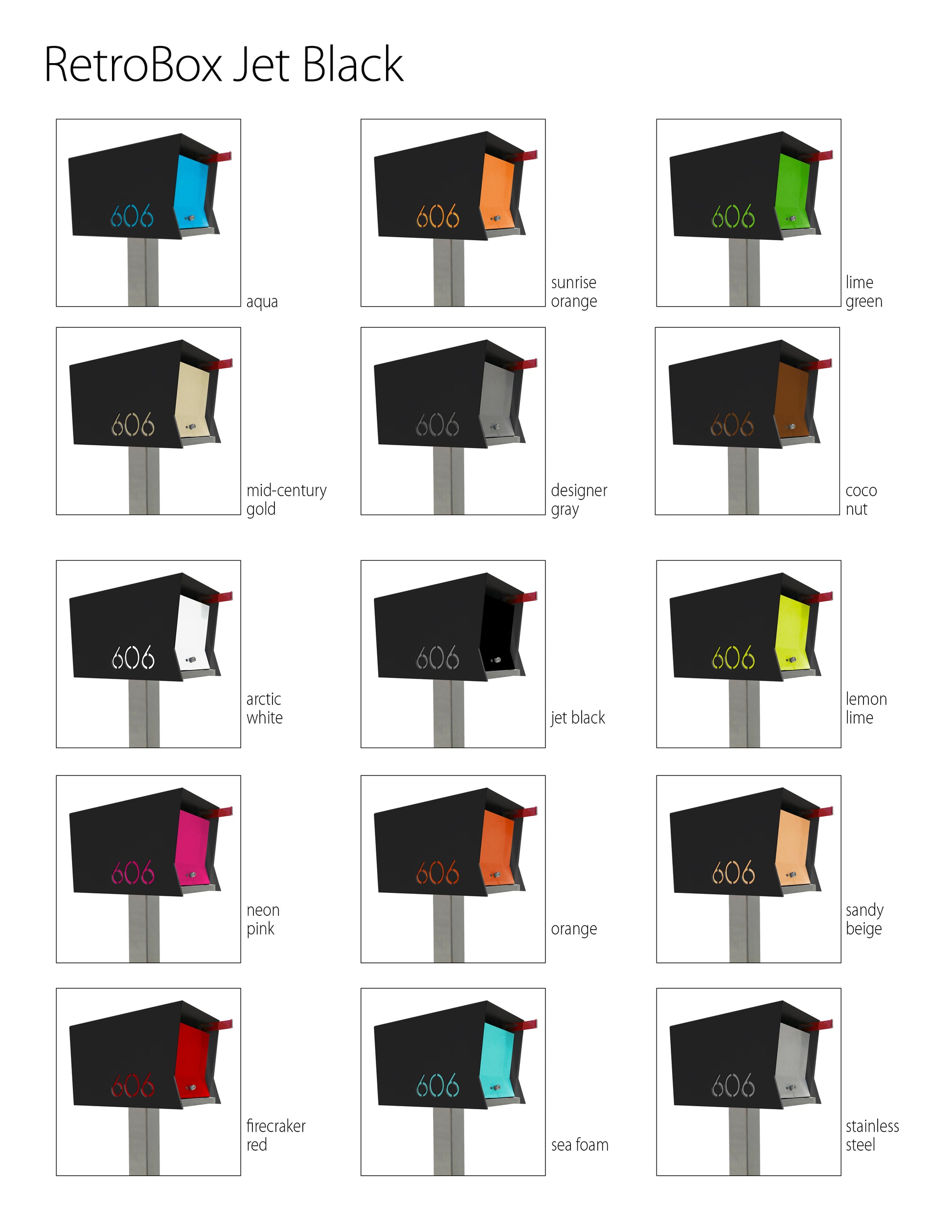 The Original Retrobox in JET BLACK - Modern Mailbox black selection