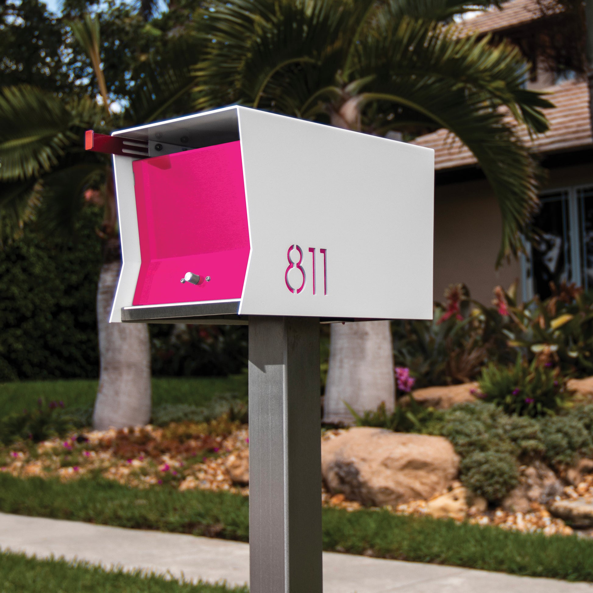 The Original Retrobox in ARCTIC WHITE - Modern Mailbox modern mailbox pink and white