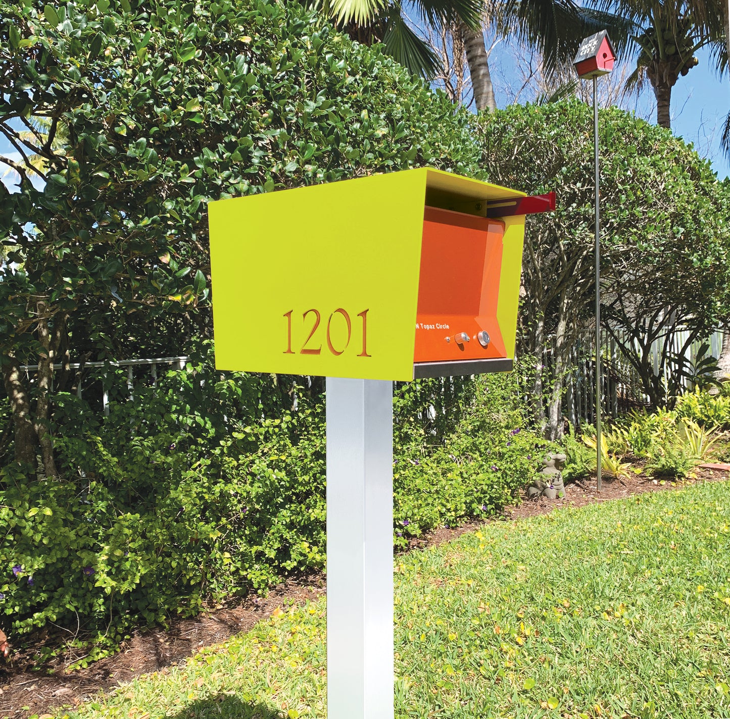 The Original UptownBox in CUSTOM COLORS - Modern Mailbox green orange