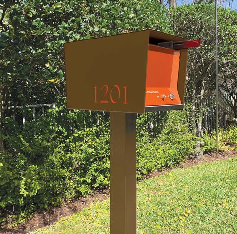 The Original UptownBox in COCONUT - Modern Mailbox brown orange