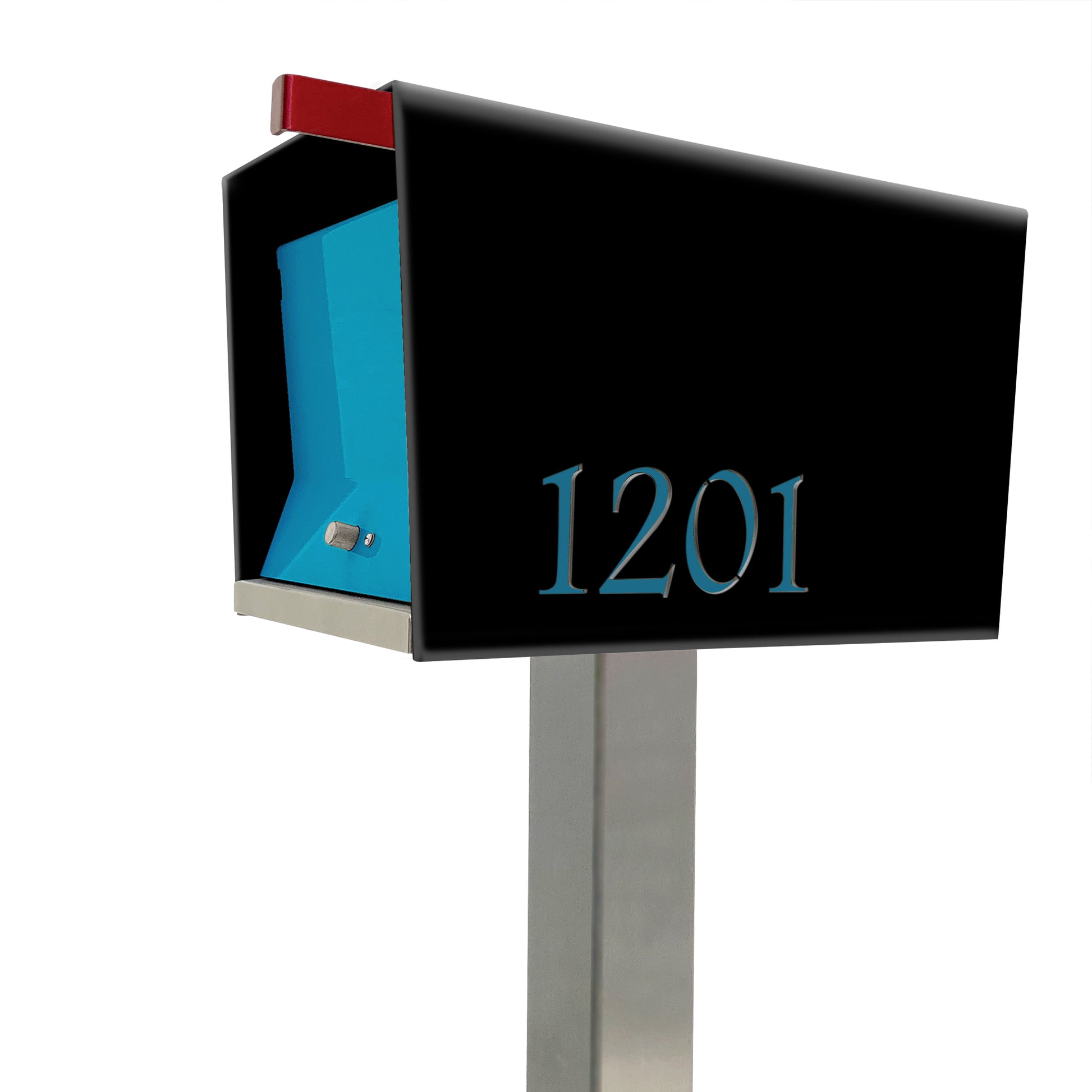 The Original UptownBox in JET BLACK - Modern Mailbox black blue