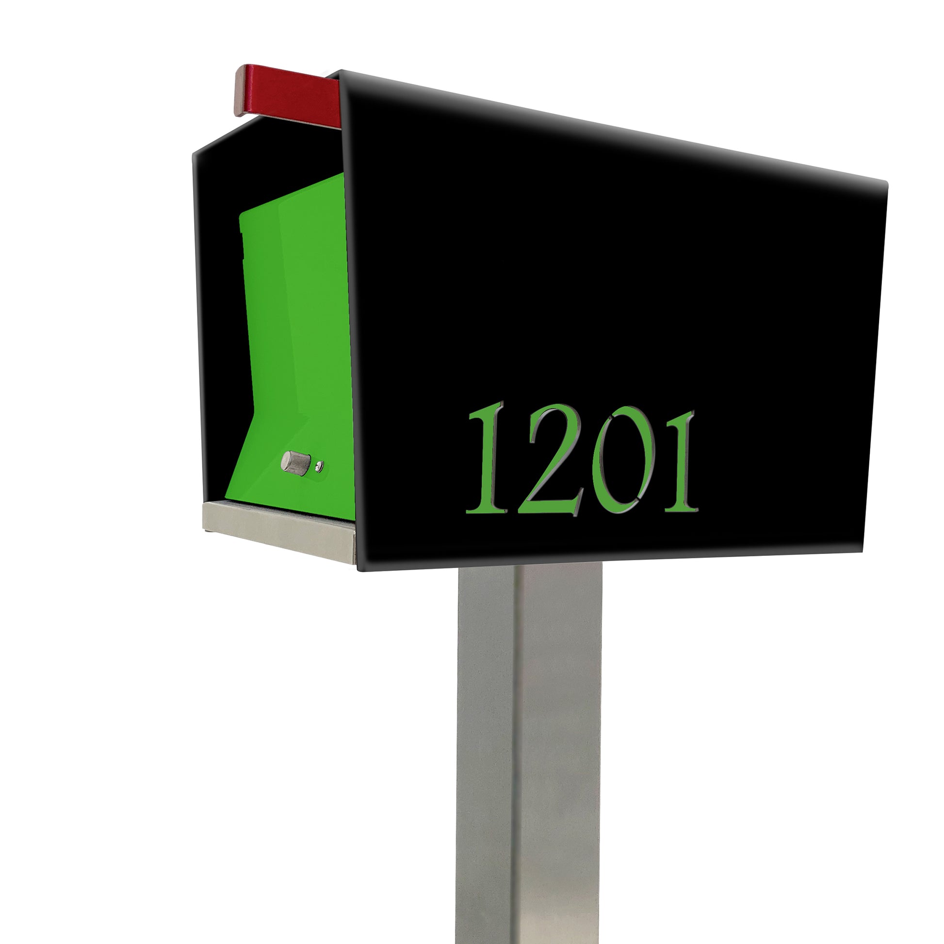 The Original UptownBox in JET BLACK - Modern Mailbox black green