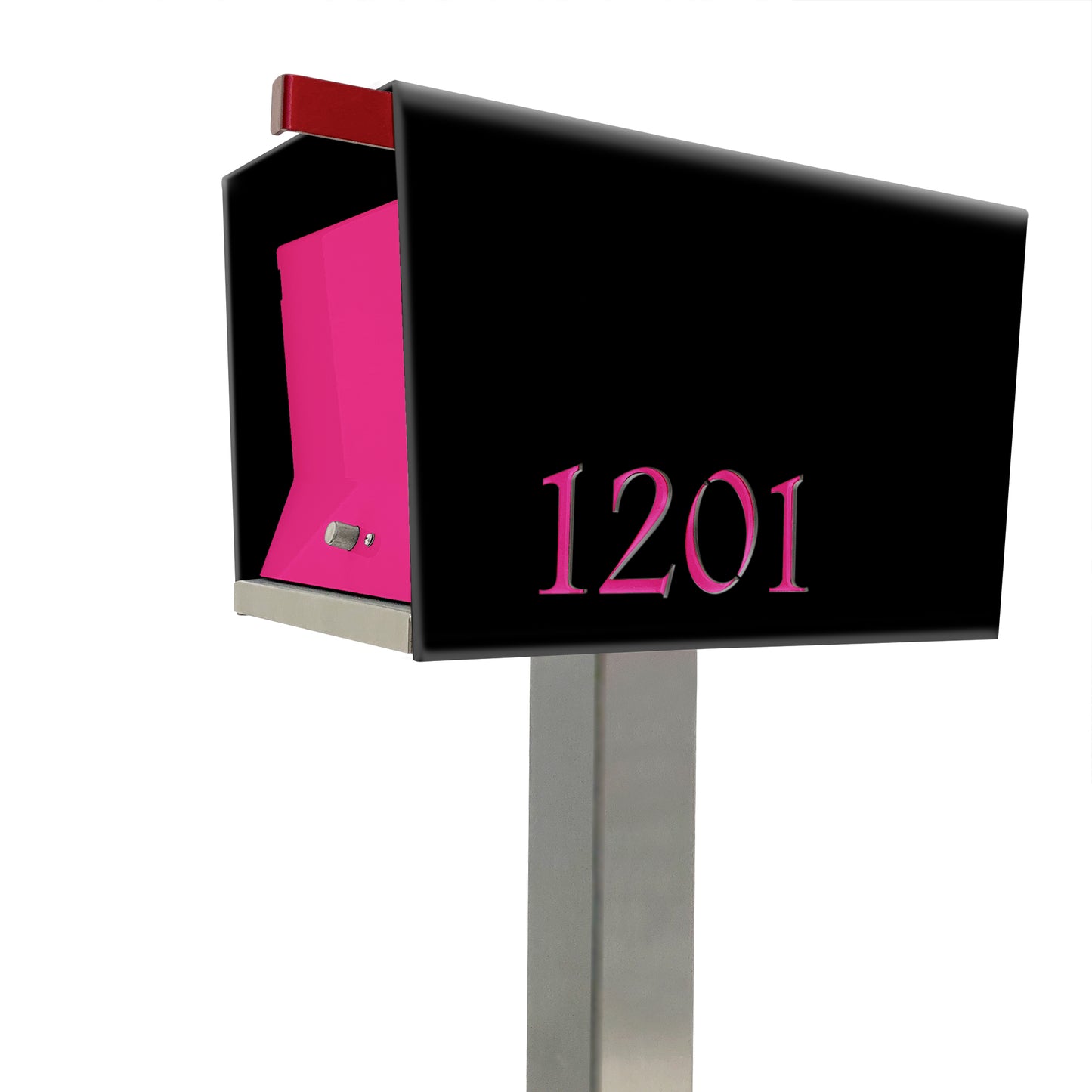 The Original UptownBox in JET BLACK - Modern Mailbox black pink