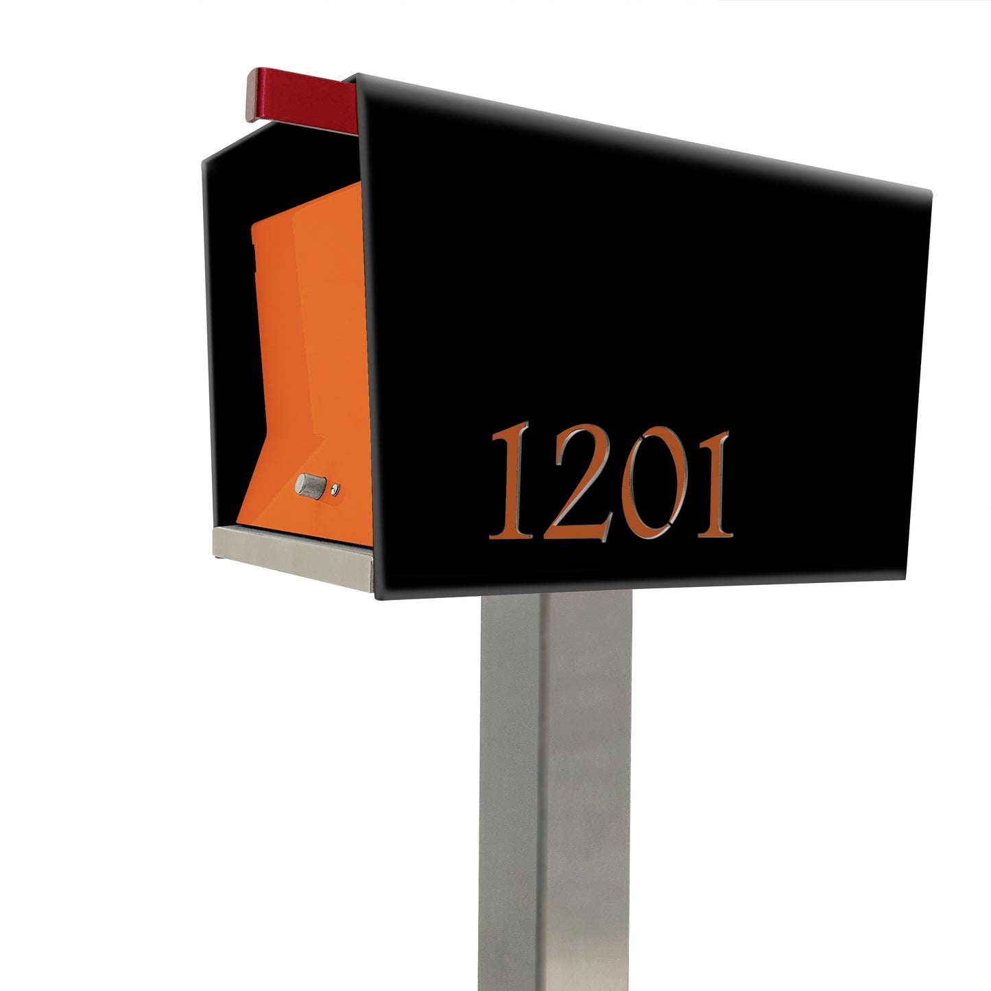 The Original UptownBox in JET BLACK - Modern Mailbox black orange