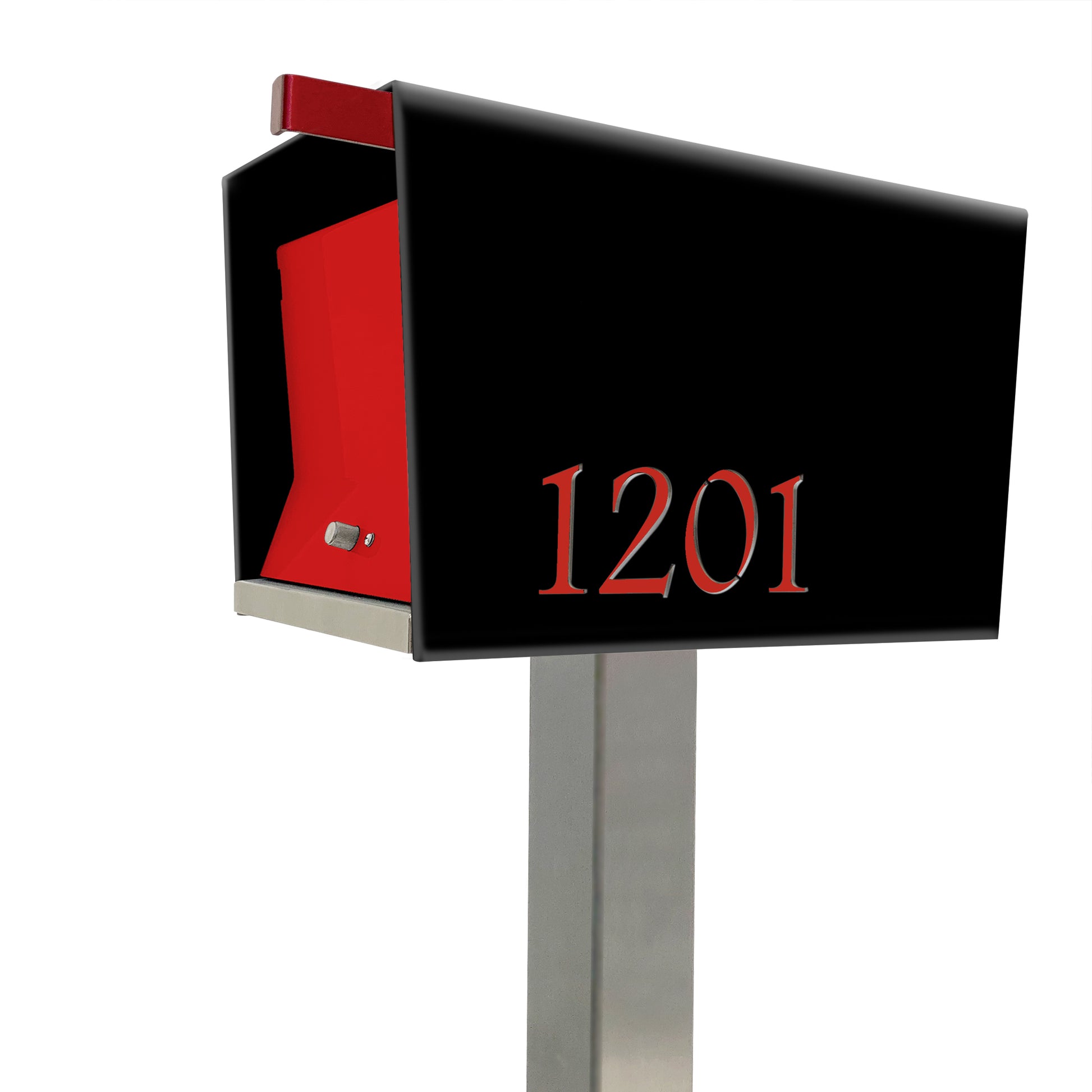 The Original UptownBox in JET BLACK - Modern Mailbox black red
