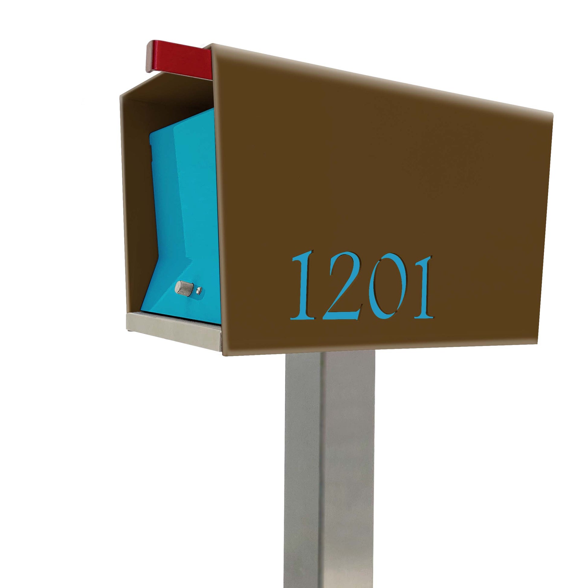 The Original UptownBox in COCONUT - Modern Mailbox brown blue