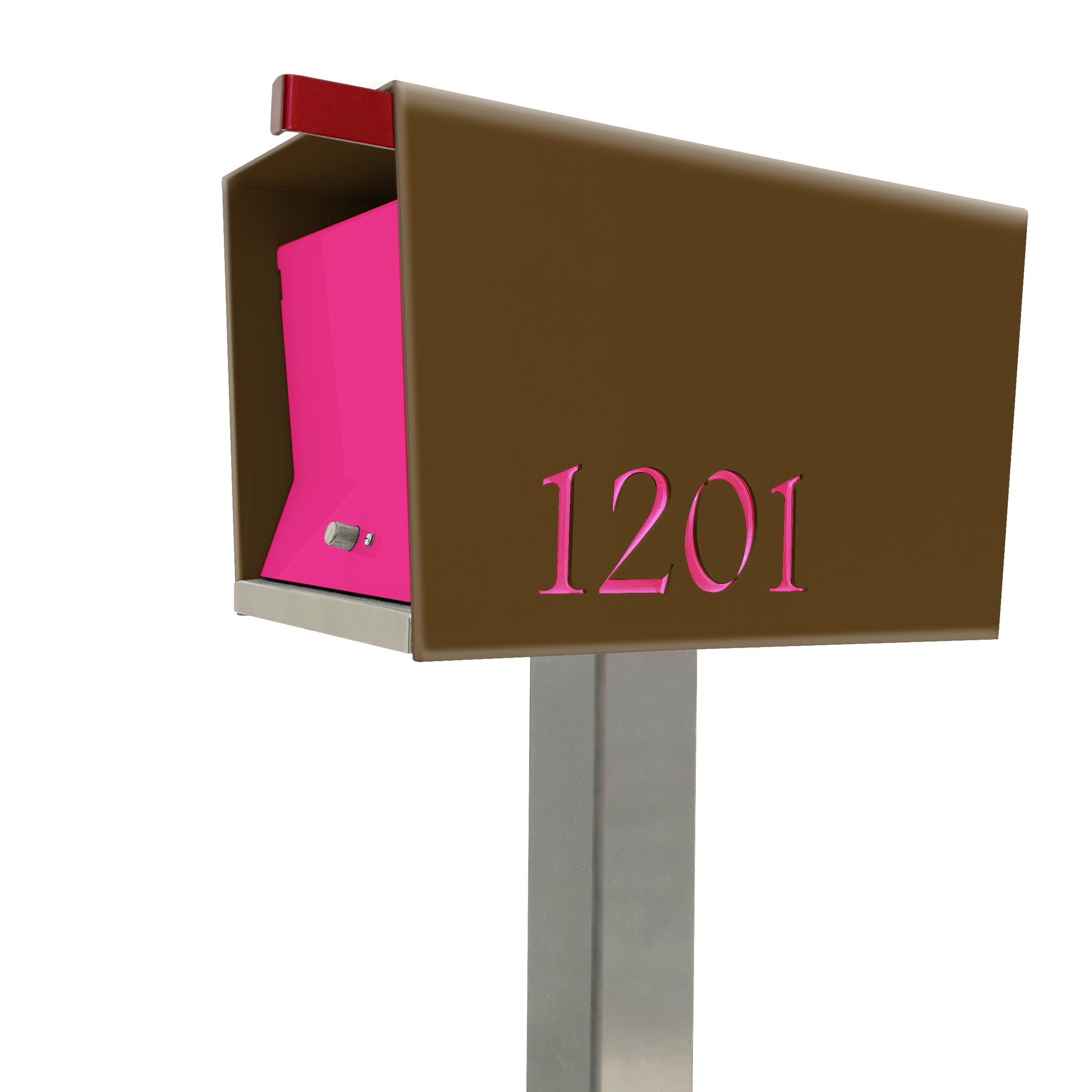 The Original UptownBox in COCONUT - Modern Mailbox brown pink
