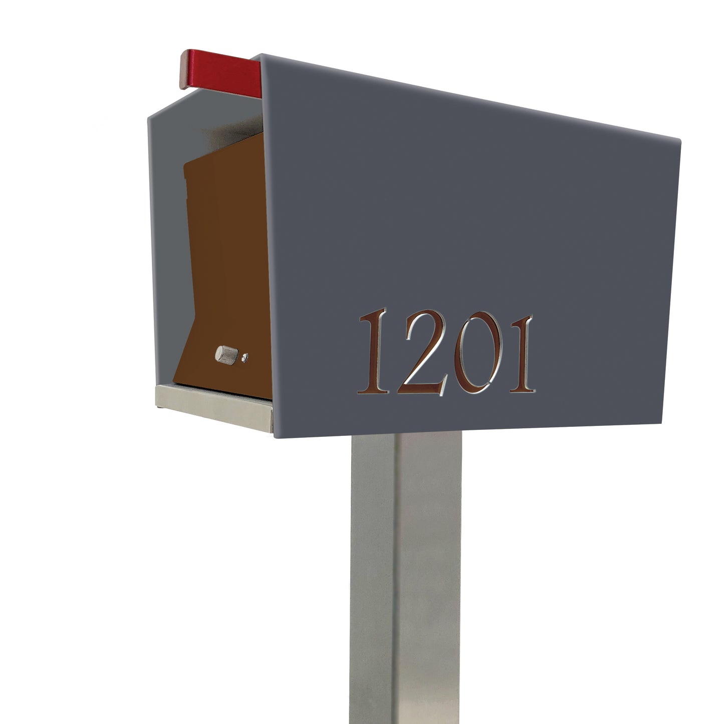 The Original UptownBox in DESIGNER GRAY - Modern Mailbox gray brown