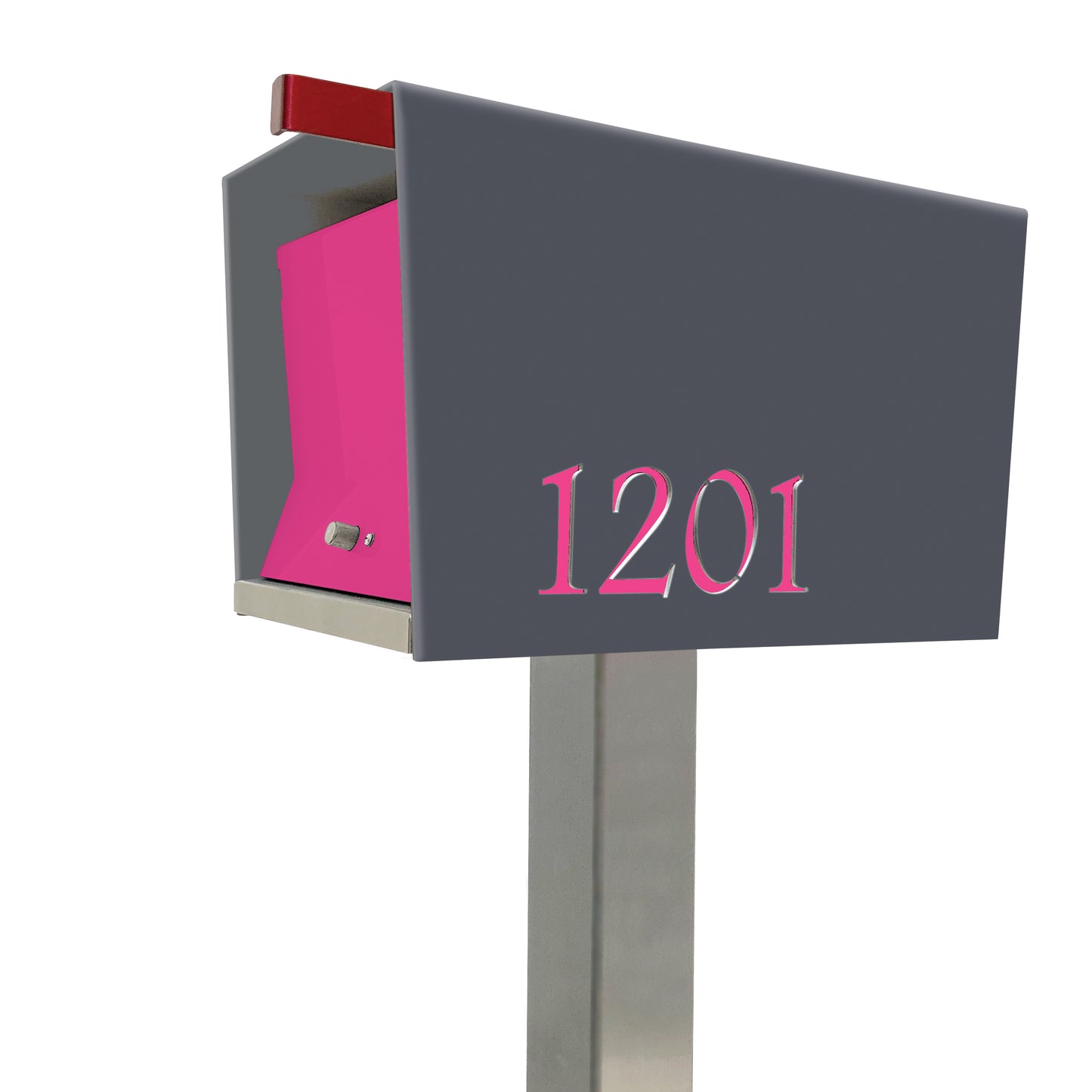 The Original UptownBox in DESIGNER GRAY - Modern Mailbox grey pink