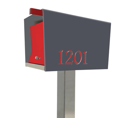 The Original UptownBox in DESIGNER GRAY - Modern Mailbox gray red