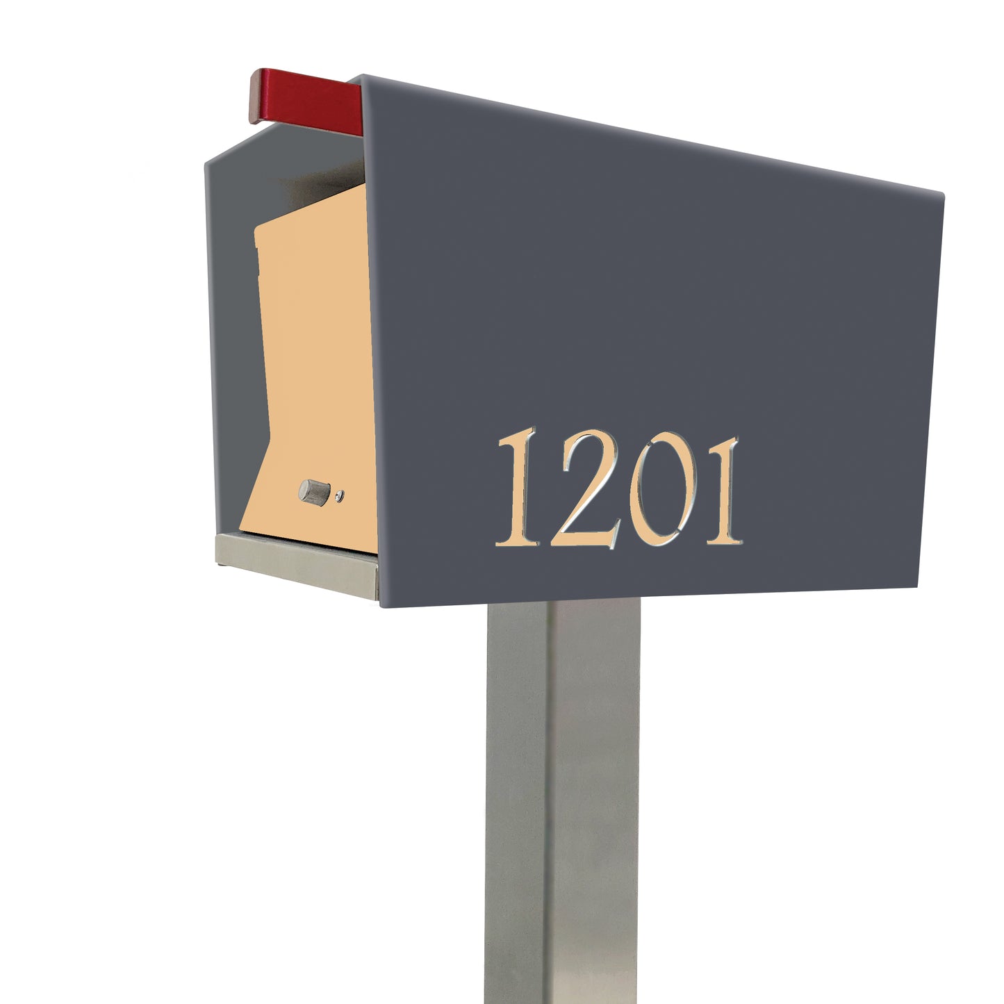 The Original UptownBox in DESIGNER GRAY - Modern Mailbox gray peach