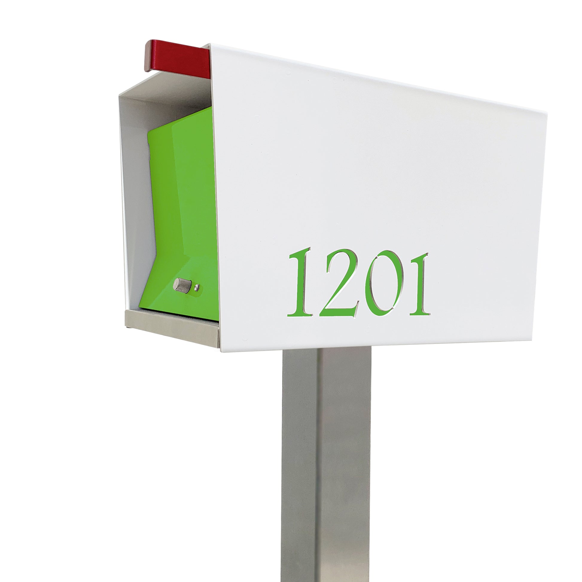 The Original UptownBox in ARCTIC WHITE - Modern Mailbox white green