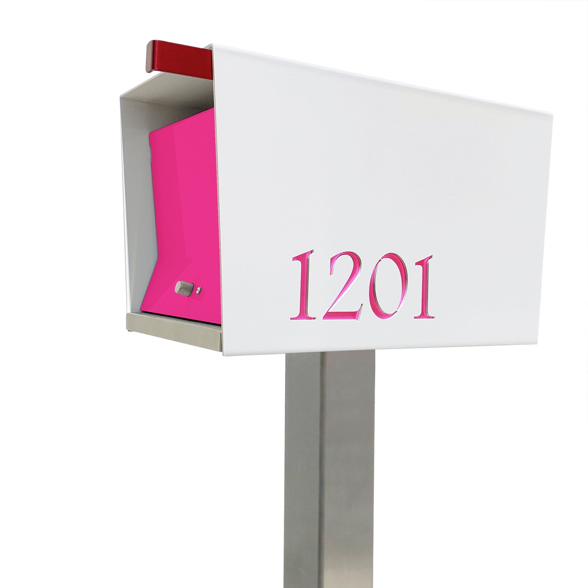 The Original UptownBox in ARCTIC WHITE - Modern Mailbox white pink