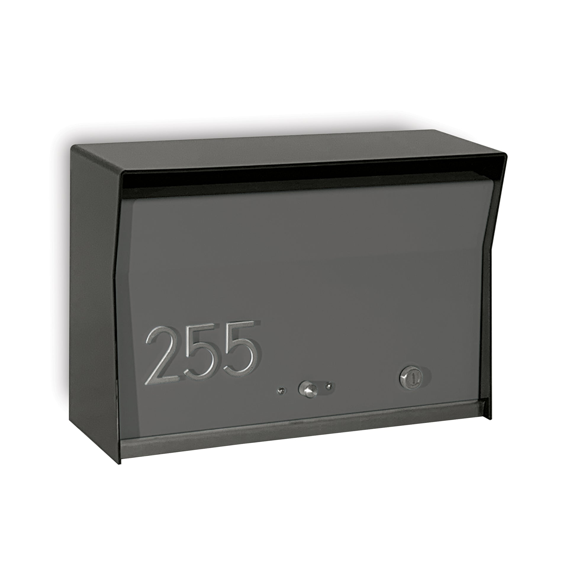 RetroBox Locking Wall Mount Mailbox in jet black and designer grey
