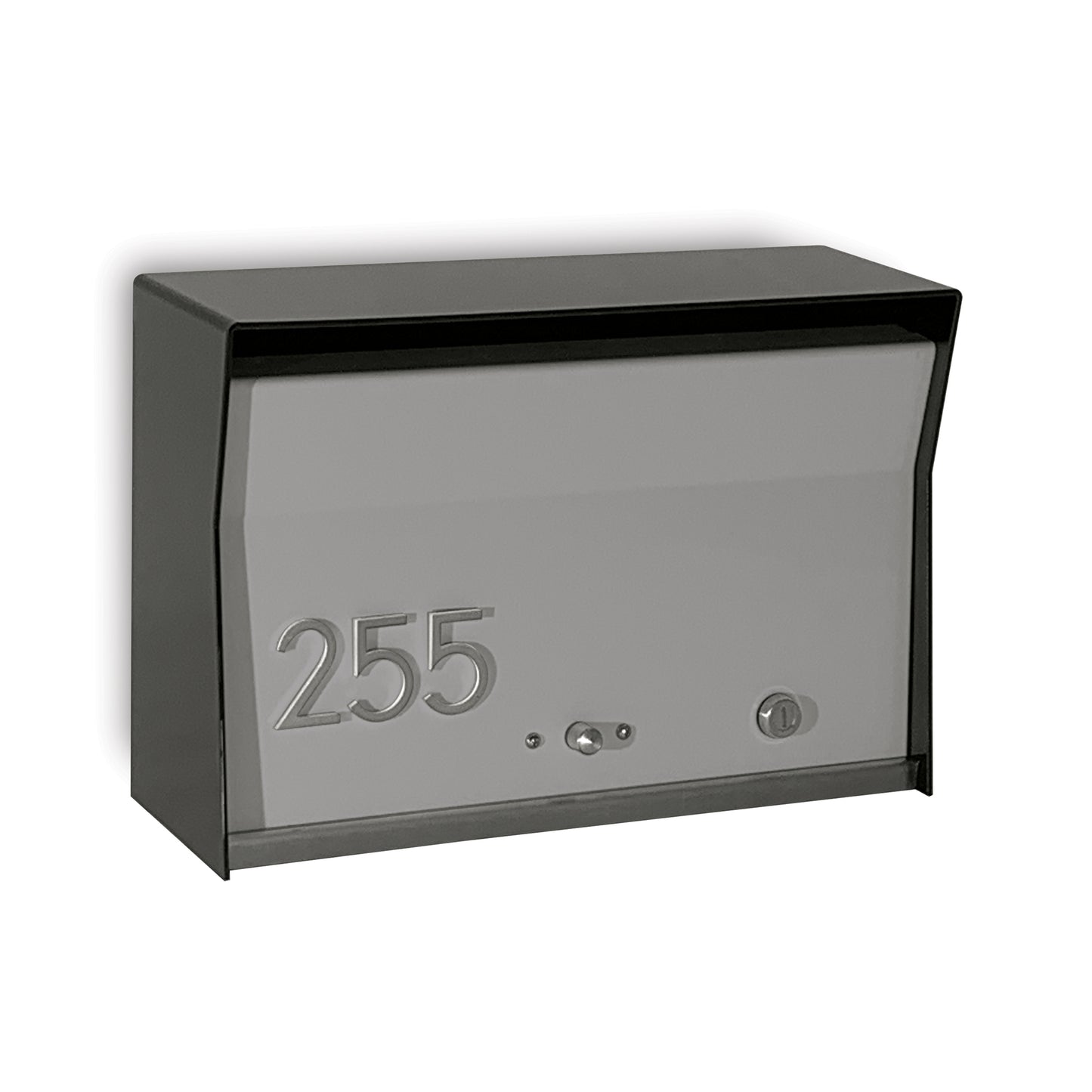 RetroBox Locking Wall Mount Mailbox in jet black and stainless steel