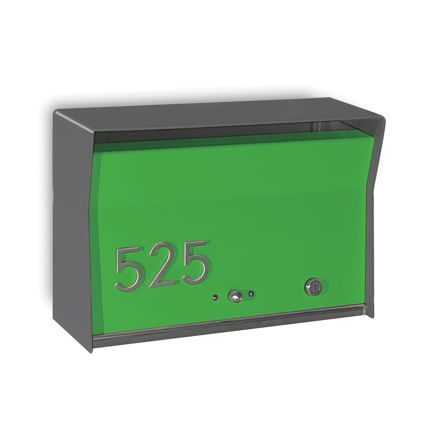 RetroBox Locking Wall Mount Mailbox in designer grey and lime green