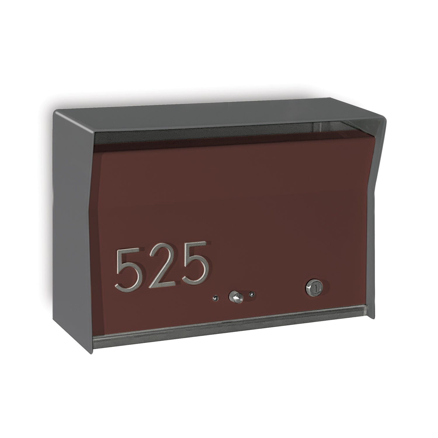 RetroBox Locking Wall Mount Mailbox in designer grey and cooc nut