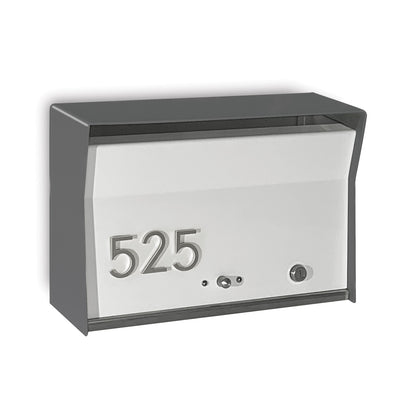 RetroBox Locking Wall Mount Mailbox in designer grey and white