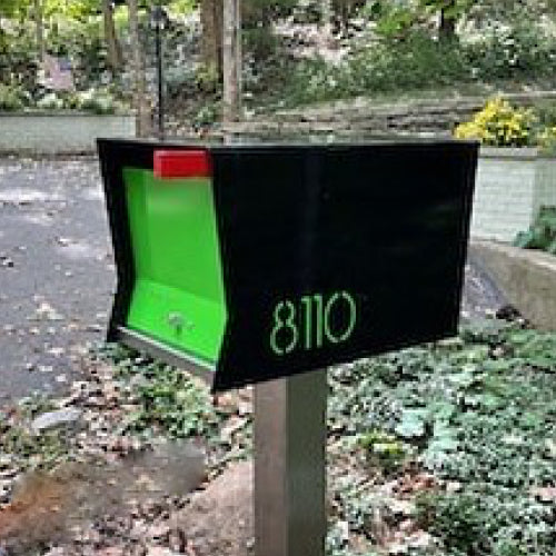 The Original Retrobox in JET BLACK - Modern Mailbox black and green