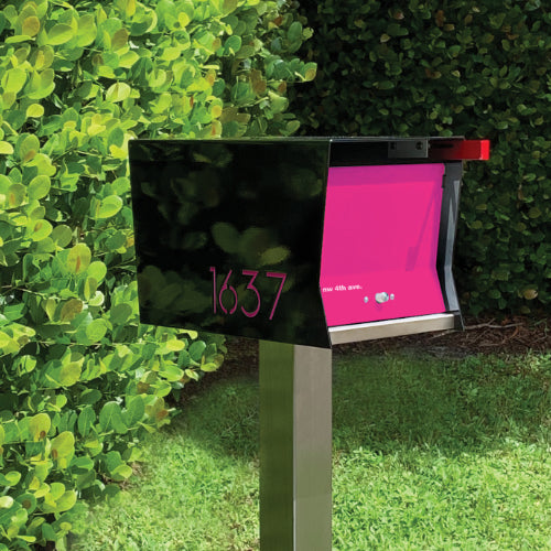 The Original Retrobox in JET BLACK - Modern Mailbox black and pink