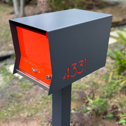 The Original Retrobox in DESIGNER GRAY - Modern Mailbox grey and red